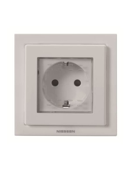 Niessen Zenit N3088 BL Base enchufe schuko exterior con tapa blanco