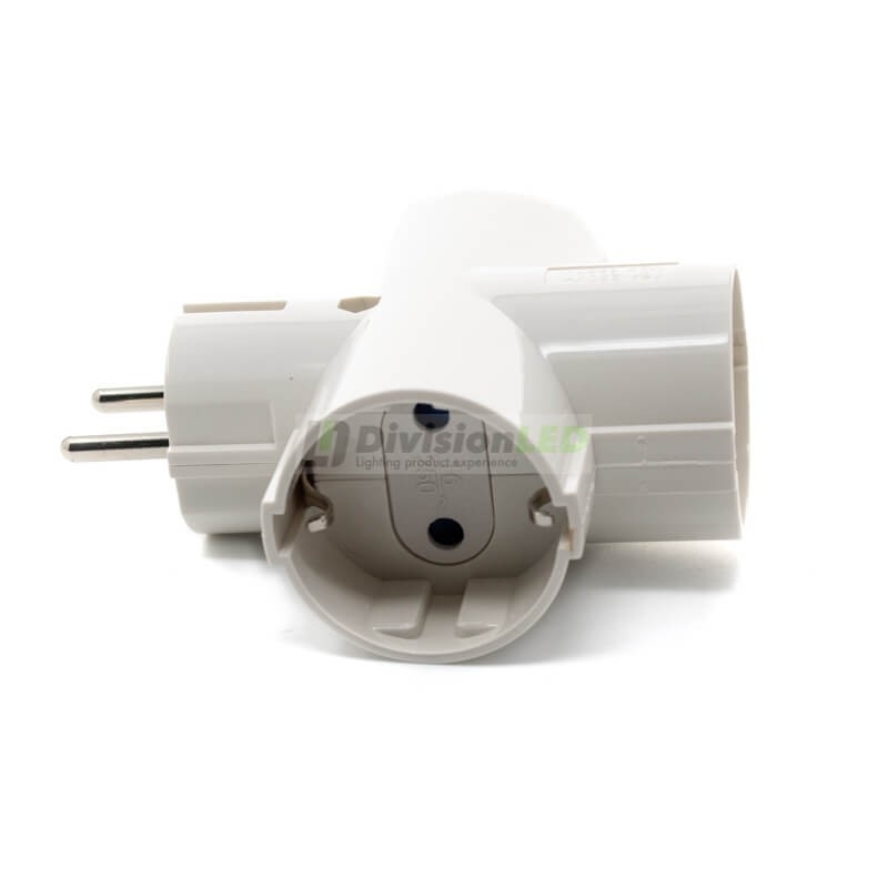 Adaptador bipolar 3 tomas T/T - ¡descúbrelo en 360°! - DivisionLED