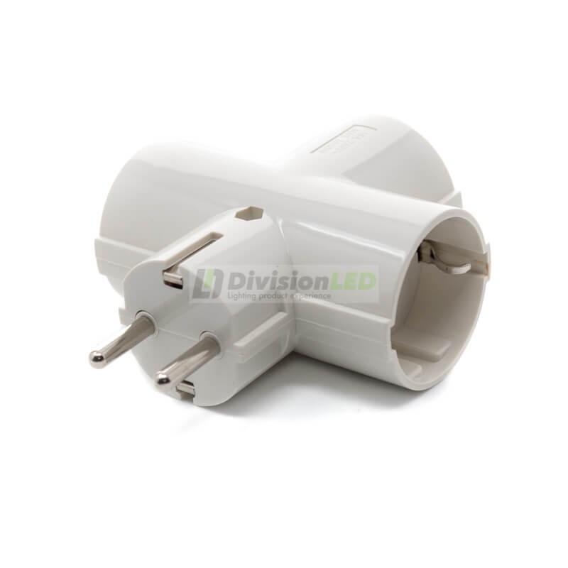Adaptador bipolar 3 tomas T/T - ¡descúbrelo en 360°! - DivisionLED