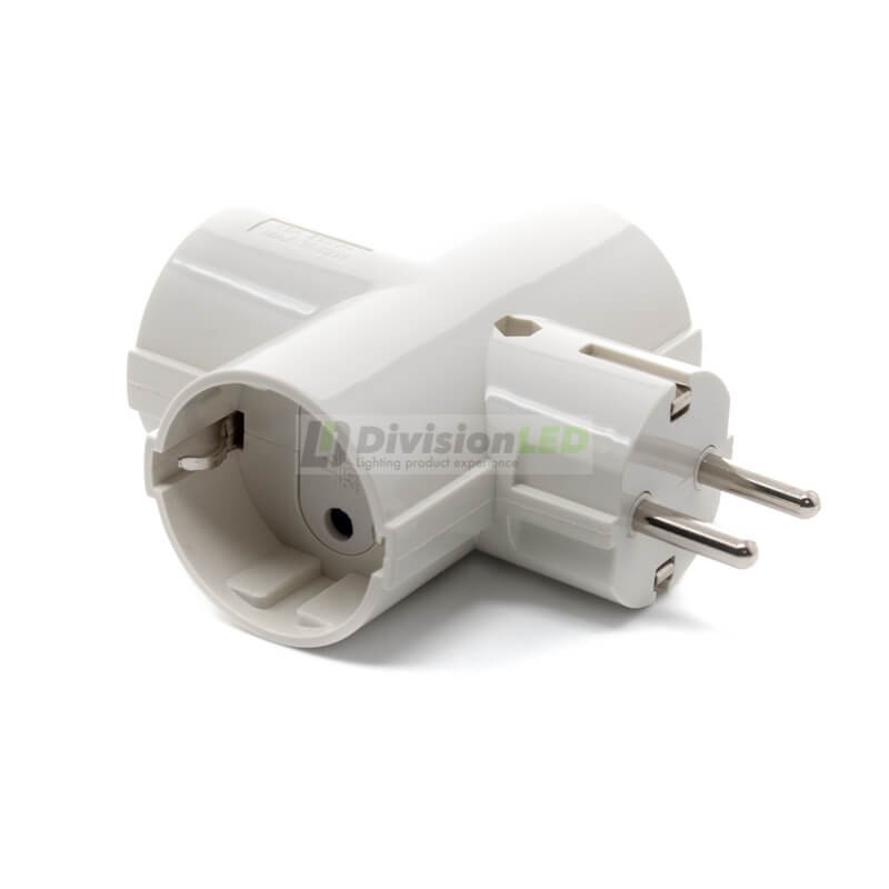 Adaptador bipolar 3 tomas T/T - ¡descúbrelo en 360°! - DivisionLED