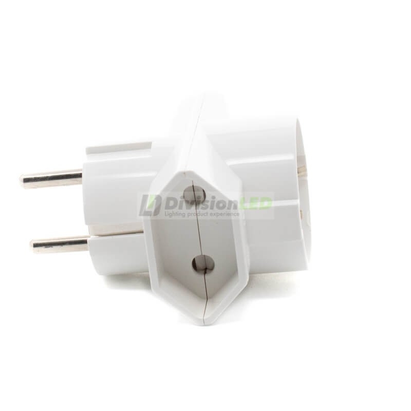Adaptador bipolar 3 tomas combinadas - ¡imagen en 360°! - DivisionLED