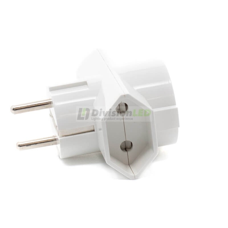 Adaptador bipolar 3 tomas combinadas blister -¡imagen 360°! -DivisionLED