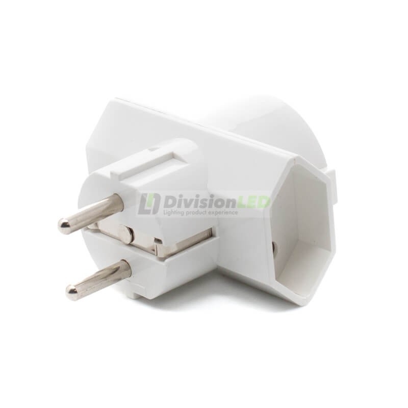 Adaptador bipolar 3 tomas combinadas blister -¡imagen 360°! -DivisionLED