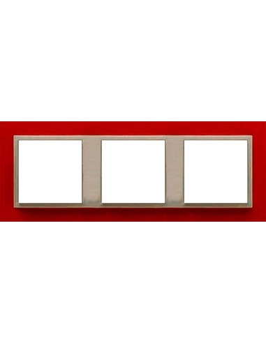 Marco triple mecanismos Efapel 90930t vg Logus 90 animato rojo