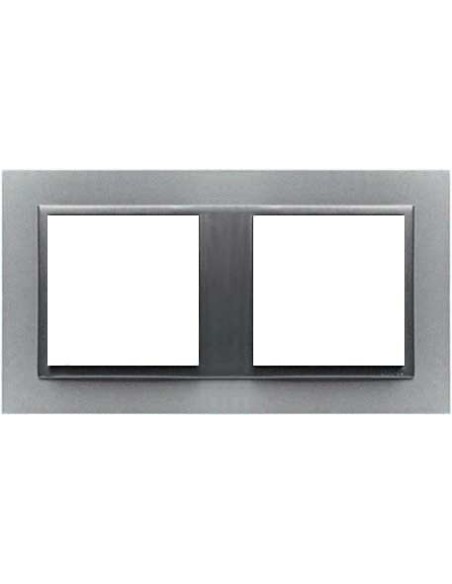 Marco doble Efapel 90920t as animato aluminio gris