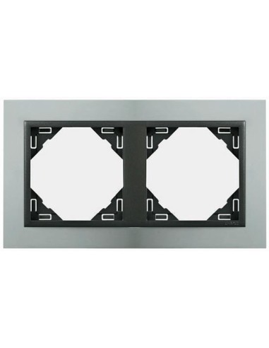 Marco doble mecanismos Efapel 90920 T US ALUMINIO GRIS