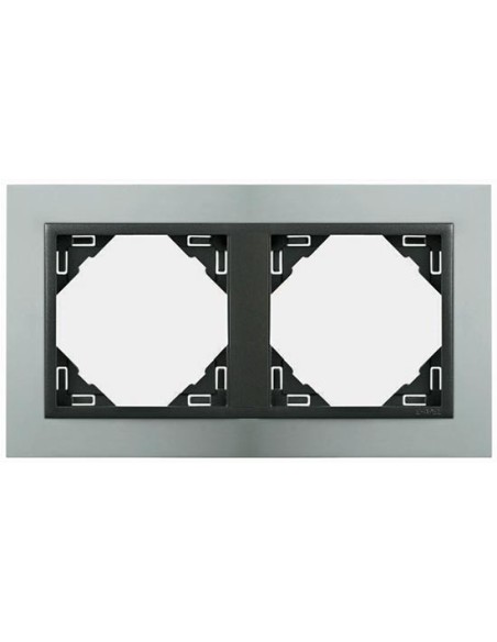 Marco doble mecanismos Efapel 90920 T US ALUMINIO GRIS