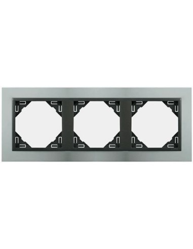 Marco triple mecanismos Efapel 90930 T US ALUMINIO GRIS