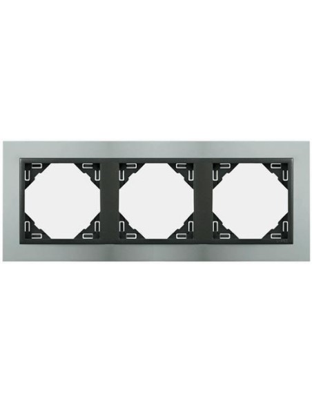 Marco triple mecanismos Efapel 90930 T US ALUMINIO GRIS