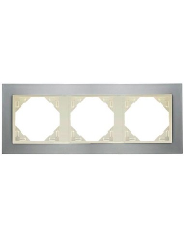Marco triple mecanismos Efapel 90930 T TP TITANIO PERLA