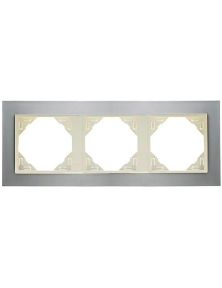 Marco triple mecanismos Efapel 90930 T TP TITANIO PERLA