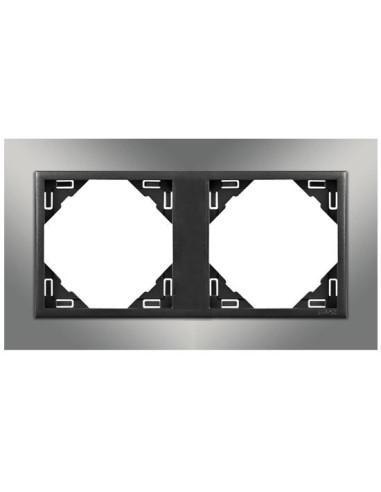 Marco doble mecanismos Efapel 90920 T RS CROMO GRIS