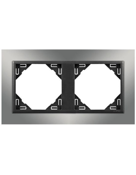 Marco doble mecanismos Efapel 90920 T RS CROMO GRIS