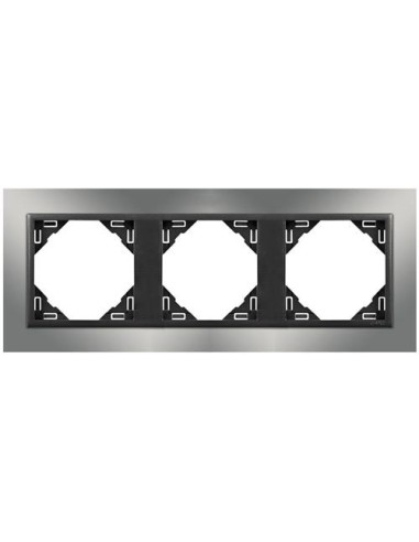 Marco triple mecanismos Efapel 90930 T RS CROMO GRIS