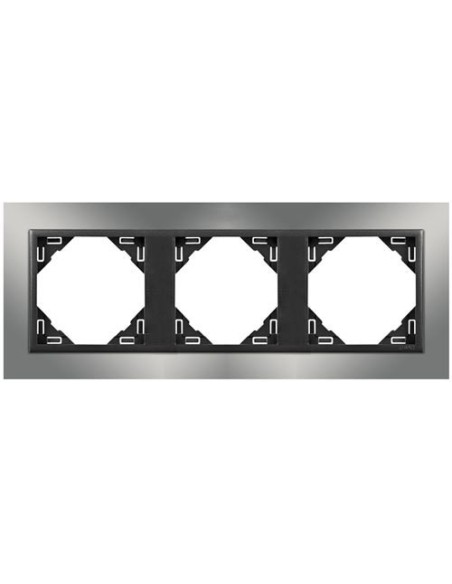 Marco triple mecanismos Efapel 90930 T RS CROMO GRIS