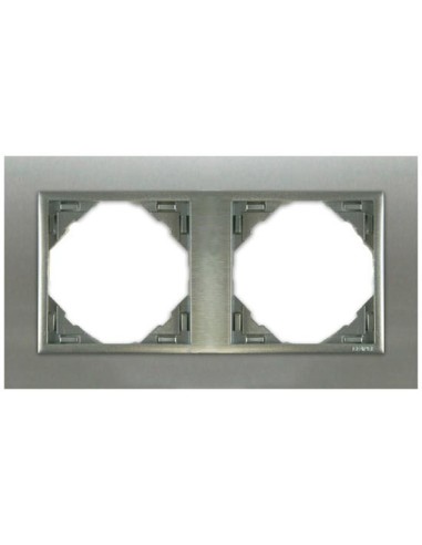 Marco doble mecanismos Efapel 90920 T IA INOX ALUMINIO