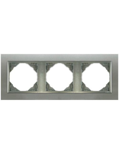 Marco triple mecanismos Efapel 90930 T IA INOX ALUMINIO