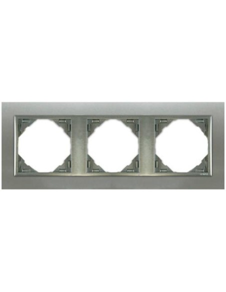 Marco triple mecanismos Efapel 90930 T IA INOX ALUMINIO