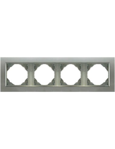 Marco cuádruple mecanismos Efapel 90940 T IA INOX ALUMINIO