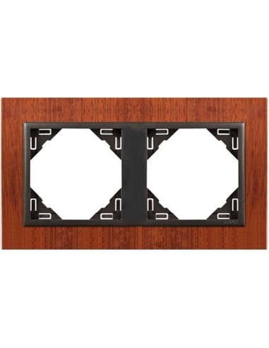 Marco doble mecanismos Efapel 90920 T MS CAOBA GRIS