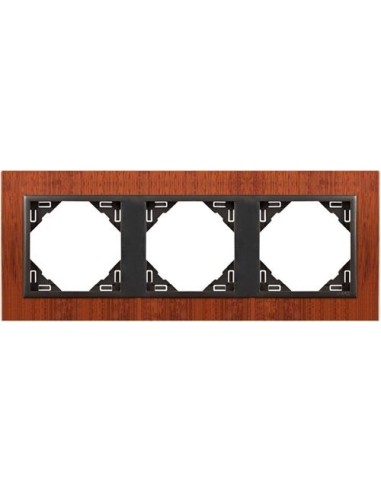 Marco triple mecanismos Efapel 90930 T MS CAOBA GRIS