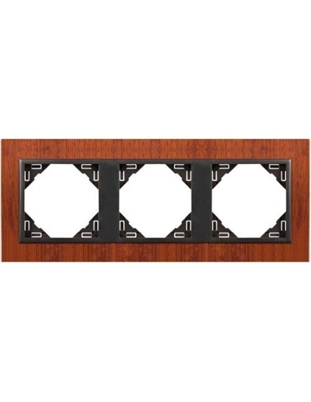 Marco triple mecanismos Efapel 90930 T MS CAOBA GRIS