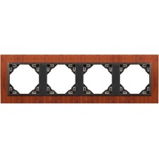 Marco cuádruple mecanismos Efapel 90940 T MS CAOBA GRIS