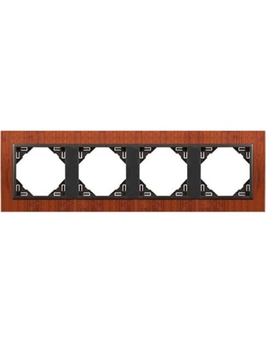 Marco cuádruple mecanismos Efapel 90940 T MS CAOBA GRIS
