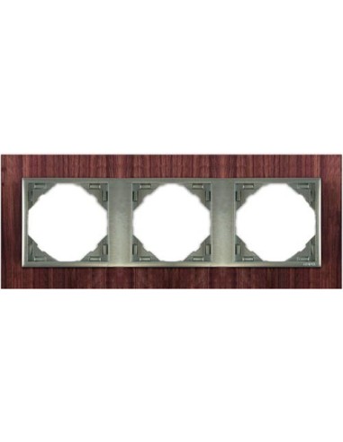 Marco triple mecanismos Efapel 90930 T NA NOGAL ALUMINIO