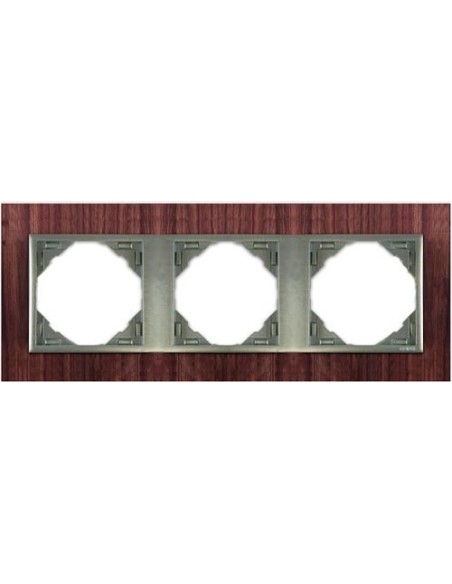 Marco triple mecanismos Efapel 90930 T NA NOGAL ALUMINIO
