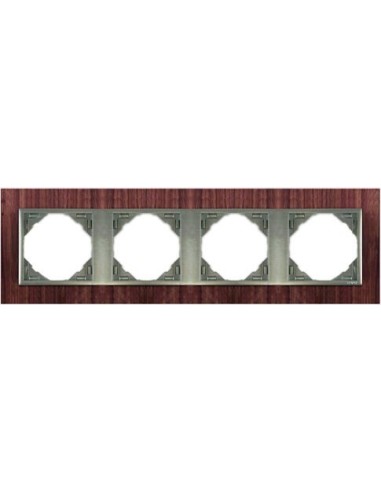 Marco cuádruple mecanismos Efapel 90940 T NA NOGAL ALUMINIO