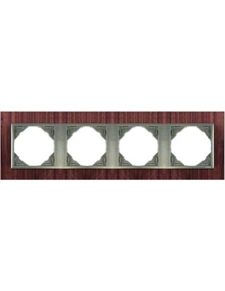 Marco cuádruple mecanismos Efapel 90940 T NA NOGAL ALUMINIO