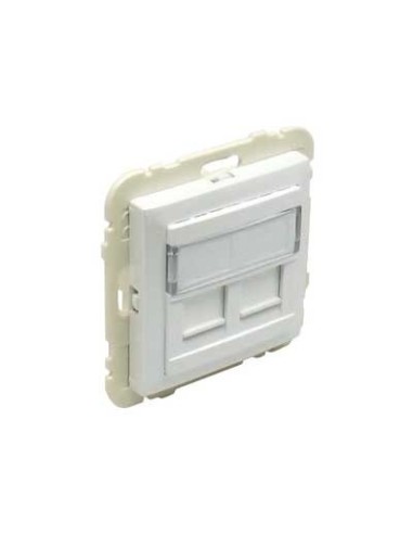 Tapa soporte dos conectores informática Efapel RJ45 90442 S GE HIELO