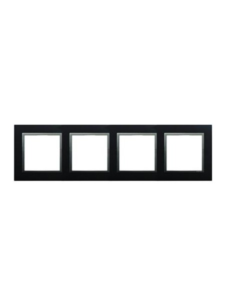 Marco cuádruple Efapel 90940 t ps animato negro y gris