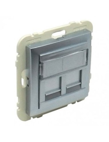 Tapa soporte dos conectores informática Efapel RJ45 90442 SAL