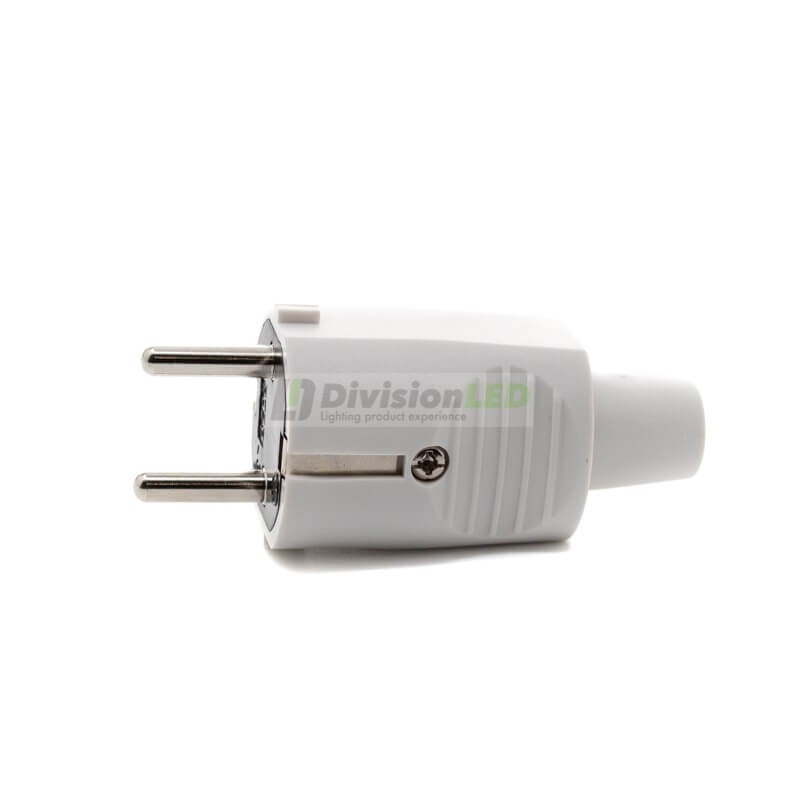 Clavija bipolar caucho 16A 250V blanca - ¡imagen en 360°! - DivisionLED
