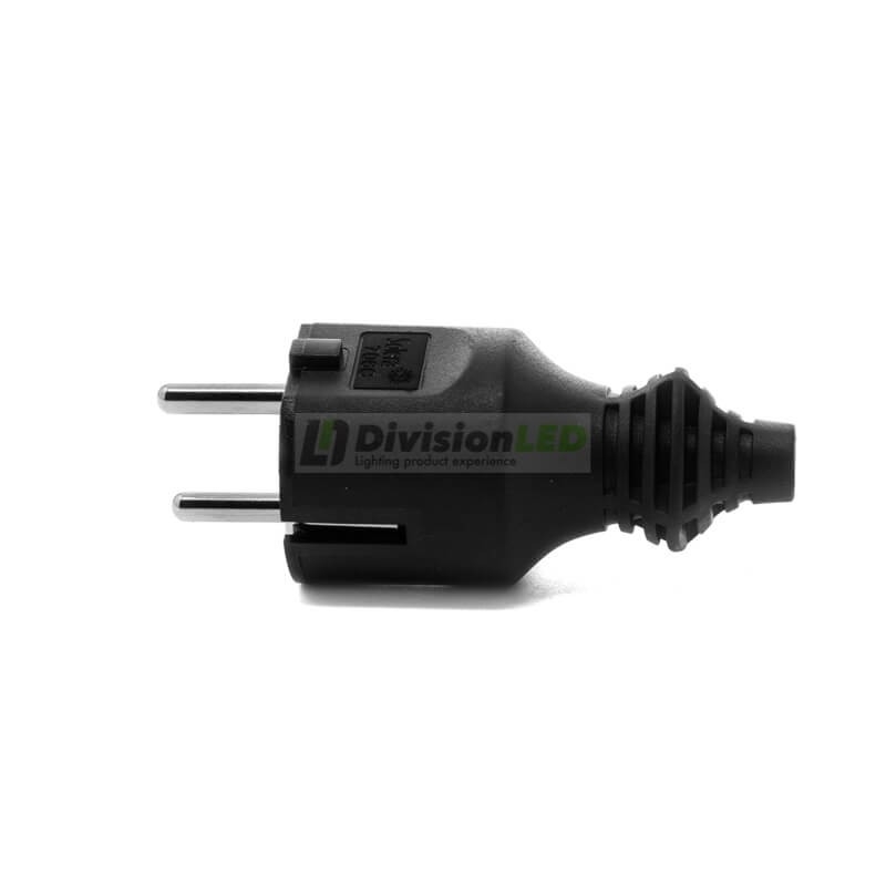 Clavija bipolar caucho 16A 250V espigas negra - ¡en 360°! - DivisionLED