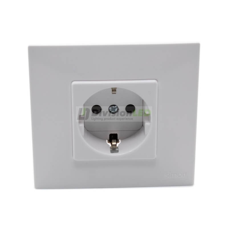 Base enchufe Schuko Monobloc 16A 250V Blanco Simon 2791432-030
