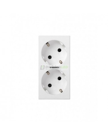 Base enchufe Schuko doble 16A 250V Blanco LED Simon 50010432-030