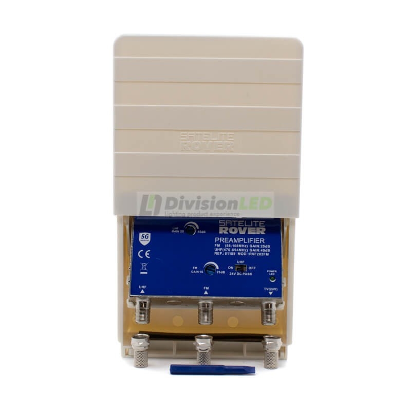 Preamplificador de mástil 2 entradas FM-UHF 40dB LTE700 5G SATELITE ROVER 81189