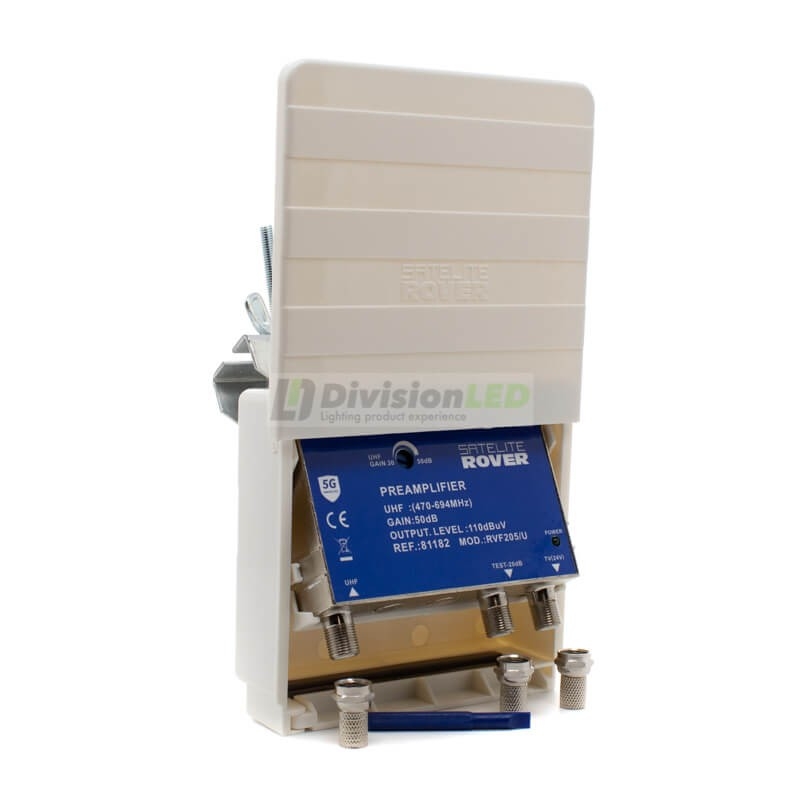 Preamplificador de mástil 1 entrada UHF 50dB LTE700 5G SATELITE ROVER 81182