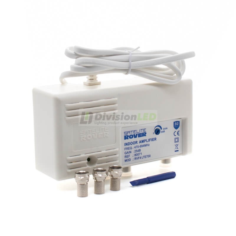 Amplificador interior de vivienda 1 entrada 2 salidas UHF25 LTE700 5G SATELITE ROVER 80071