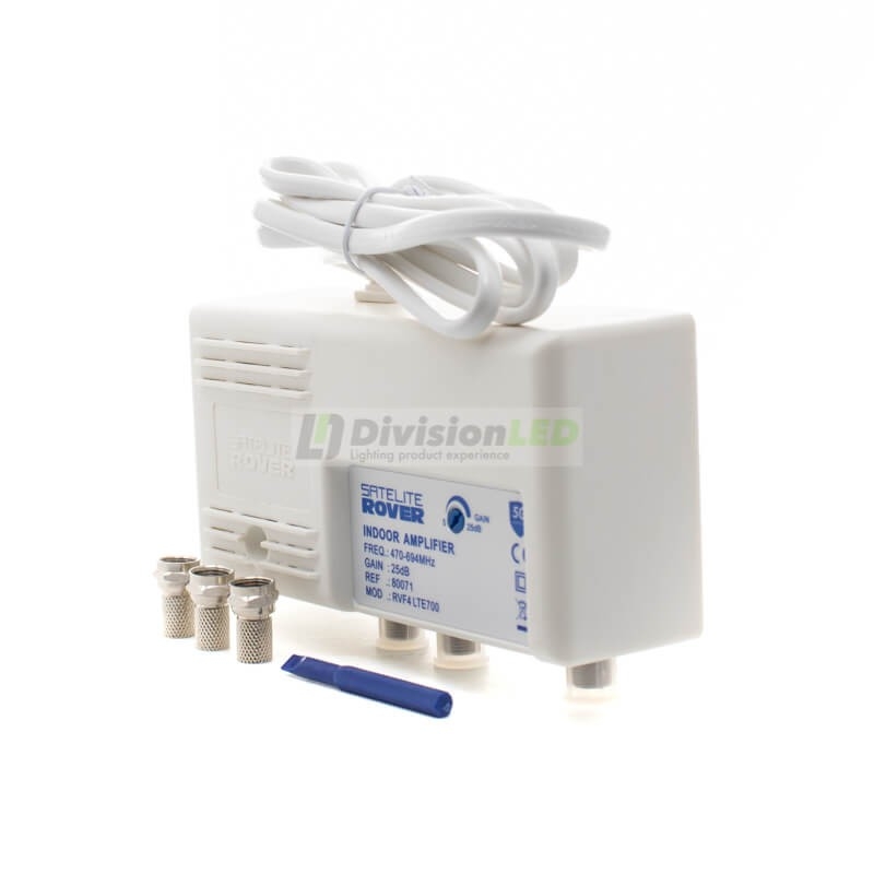 Amplificador interior de vivienda 1 entrada 2 salidas UHF25 LTE700 5G SATELITE ROVER 80071