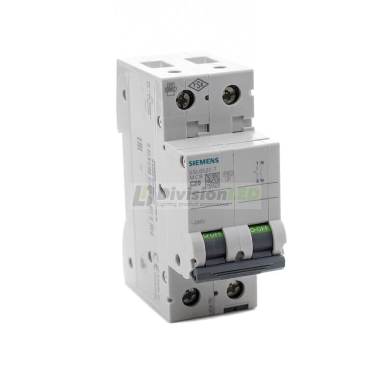 Siemens 5SL6520-7 Interruptor magnetotérmico 1P+N 20A C 6kA