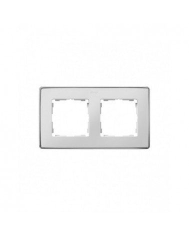 Simon 8201620-244 Marco para 2 elementos blanco base cromo