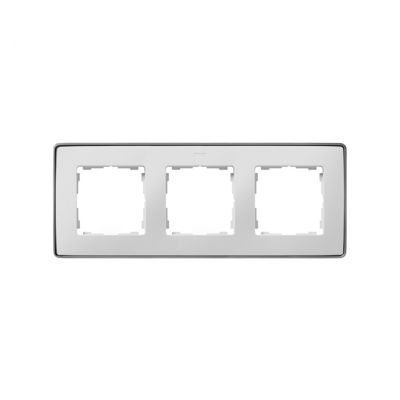 Simon 8201630-243 Marco para 3 elementos blanco base aluminio