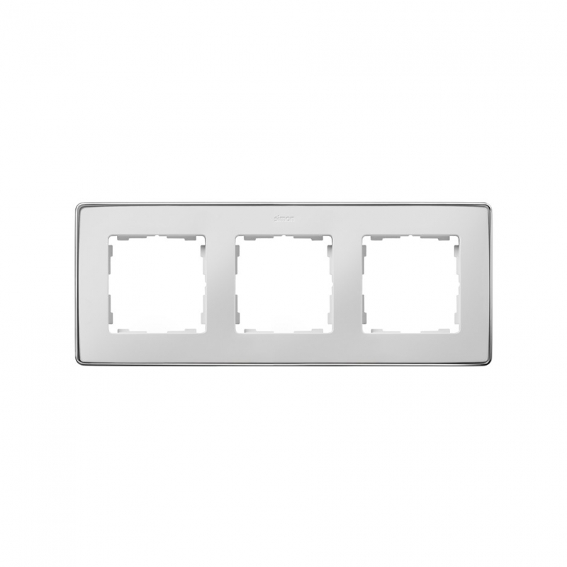 Simon 8201630-244 Marco para 3 elementos blanco base cromo