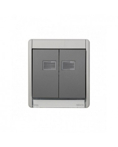 Simon 4400026-035 Marco con tecla doble gris Simon 44 Aqua -¡en 360°!