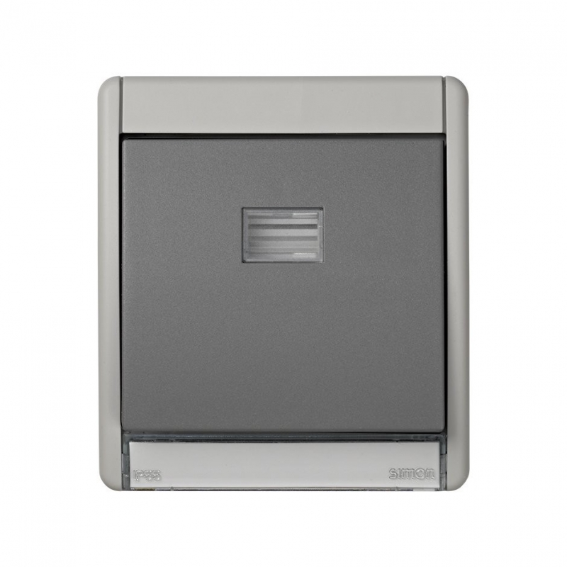 Simon 4490150-035 Pulsador monobloc IP55 10 A 250V~ con sistema de embornamiento rápido gris -¡en 360°!