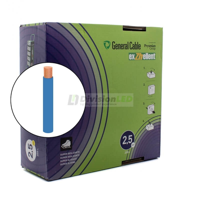 General Cable EXZHELLENT-XXI 1x2.5mm² H07Z1-K Cable flexible libre de halógenos azul 200m